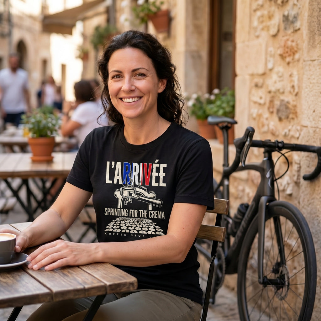 L'Arrivée TdF Cycling T-Shirt — Black lifestyle