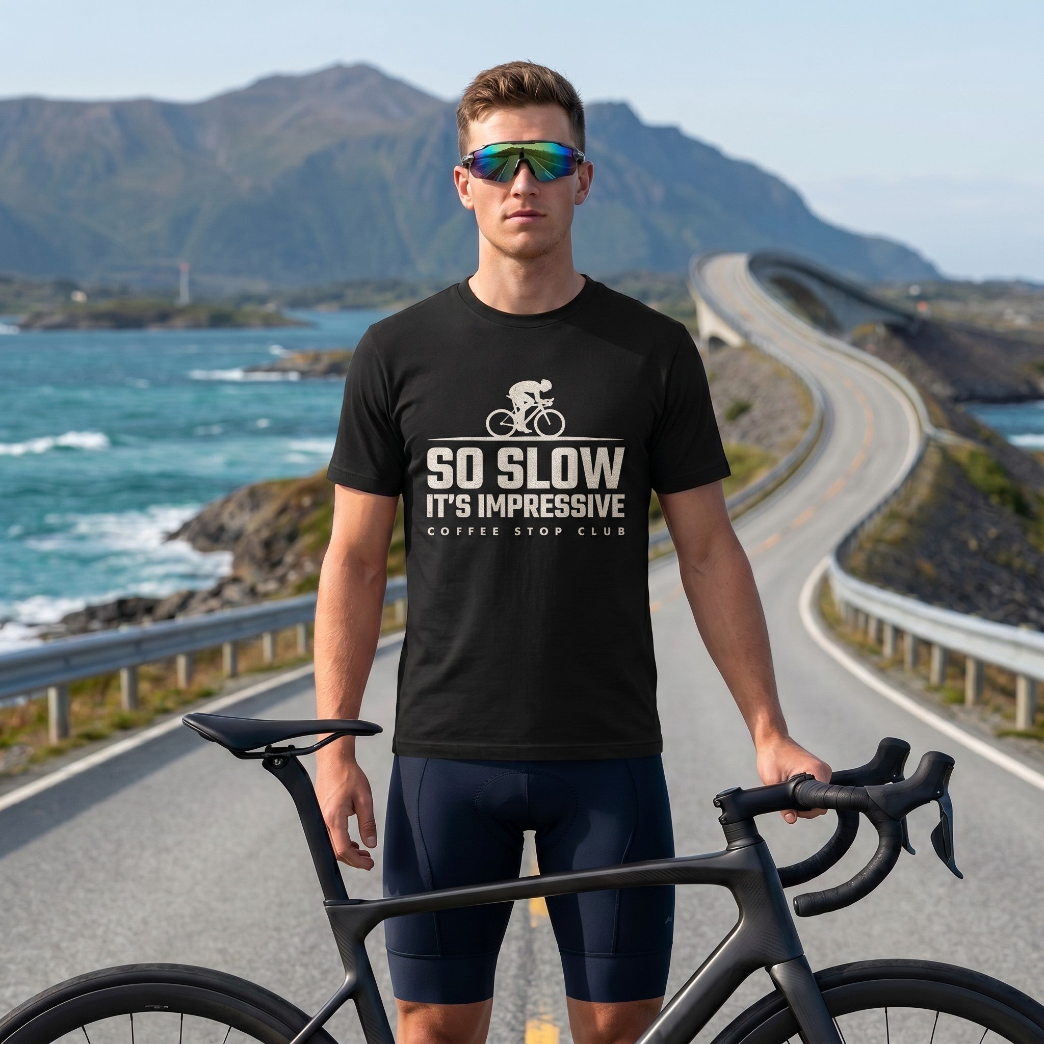 So Slow It's Impressive Cycling T-Shirt — Black lifestyle