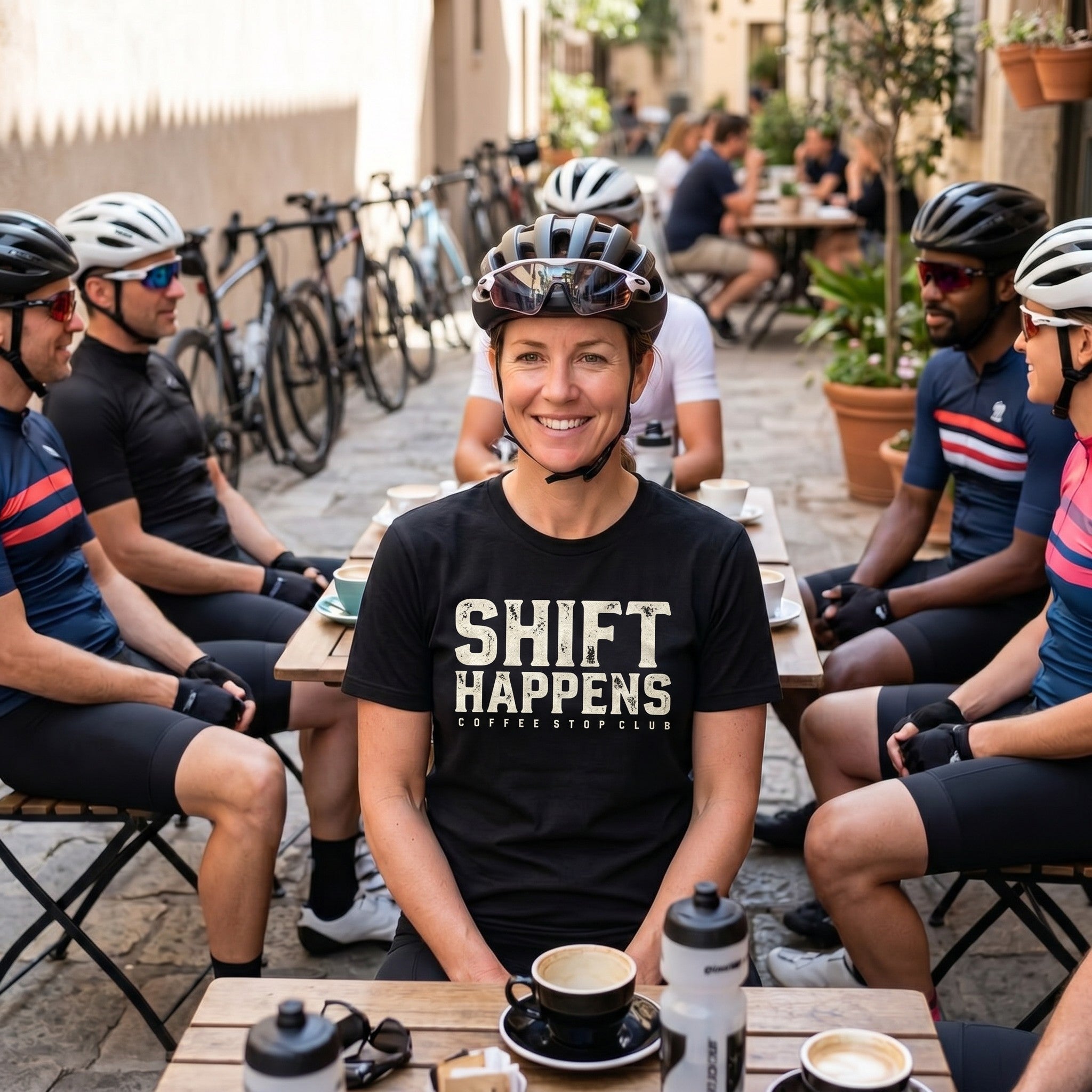 Shift Happens Cycling T-Shirt — Black lifestyle