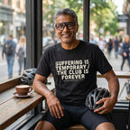 Suffering is Temporary Cycling T‑Shirt — Black lifestyle