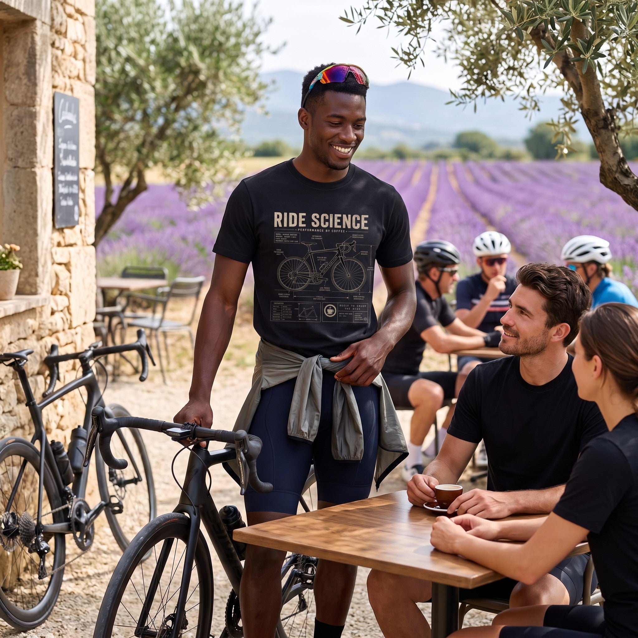 Ride Science Bike T-Shirt — Black lifestyle