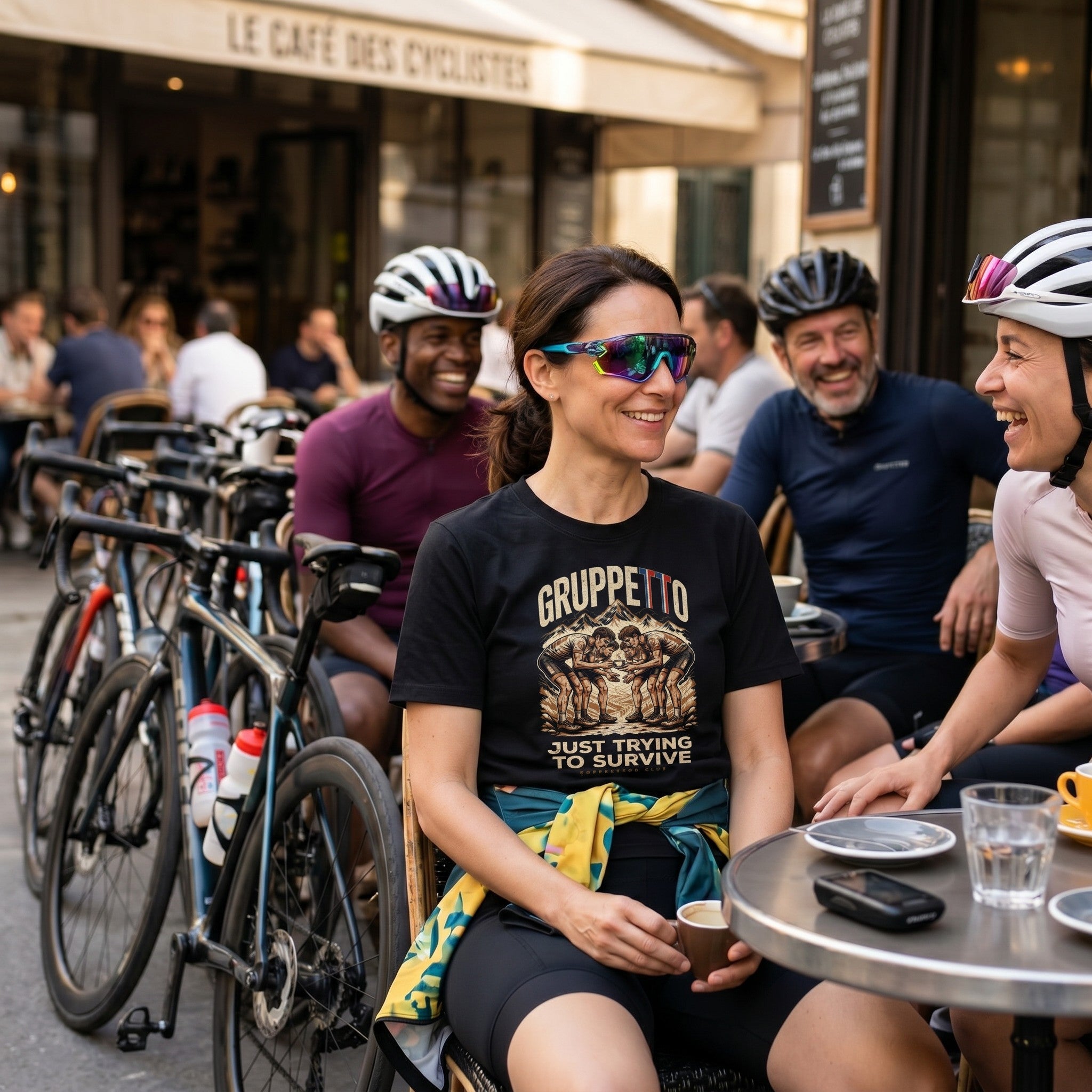 Gruppetto TdF Cycling T-Shirt — Black lifestyle