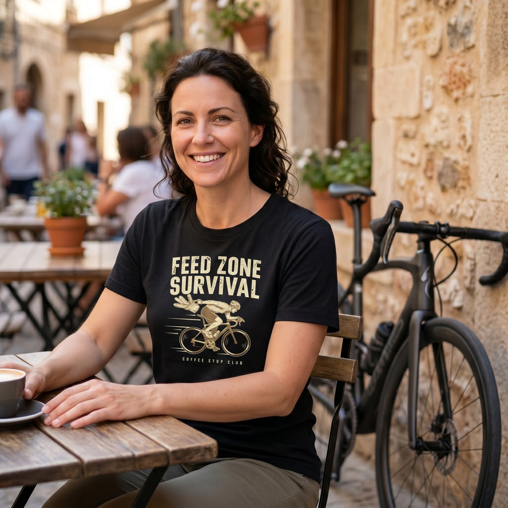 Feed Zone Survival Cycling T-Shirt — Black lifestyle