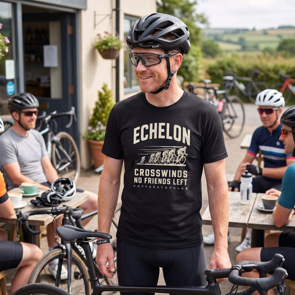 Headwinds & No Friends Cycling T-Shirt — Black lifestyle