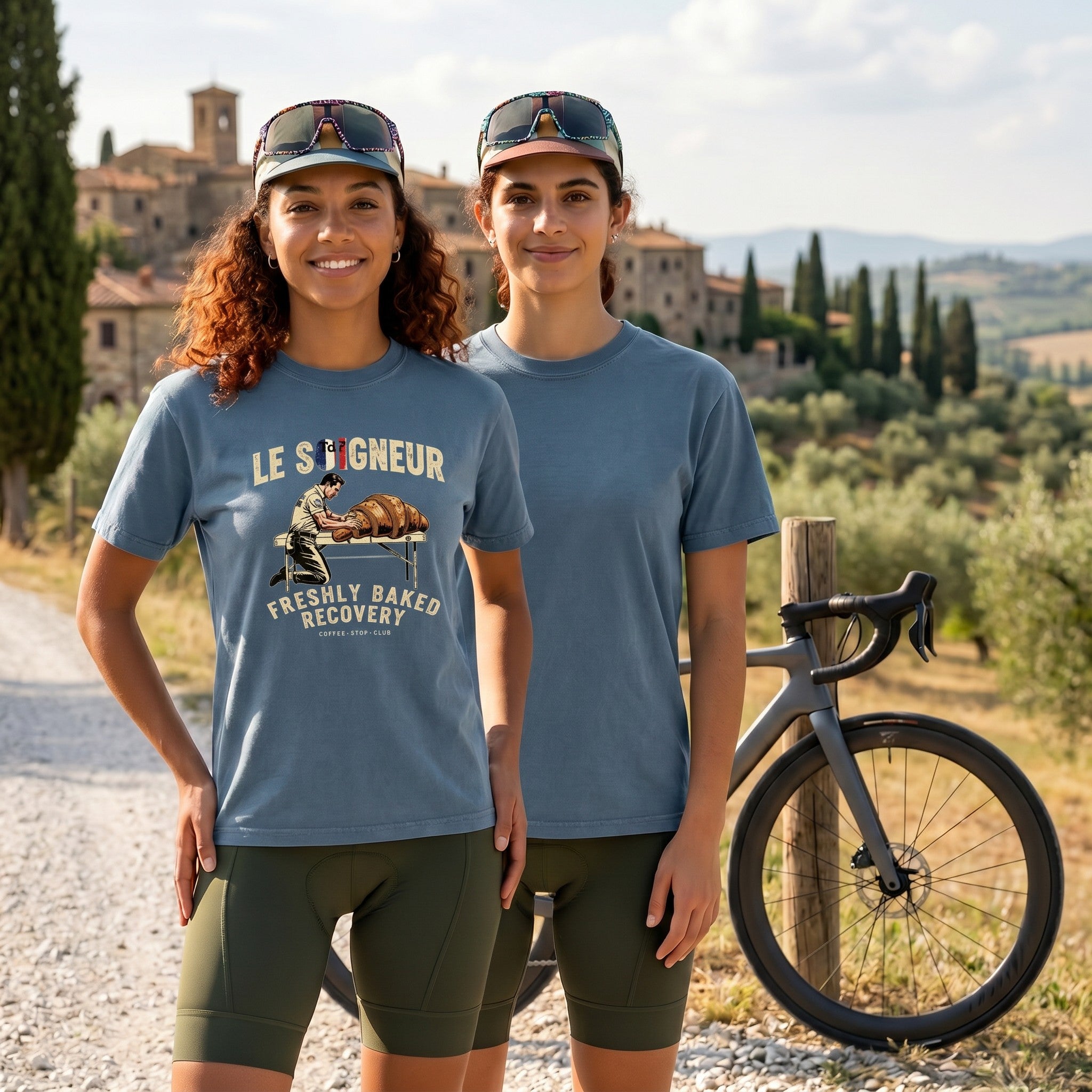 Soigneur Recovery TdF Cycling T-Shirt — Blue Jean lifestyle
