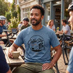 Good Coffee Stop Club T‑Shirt — Blue Jean lifestyle