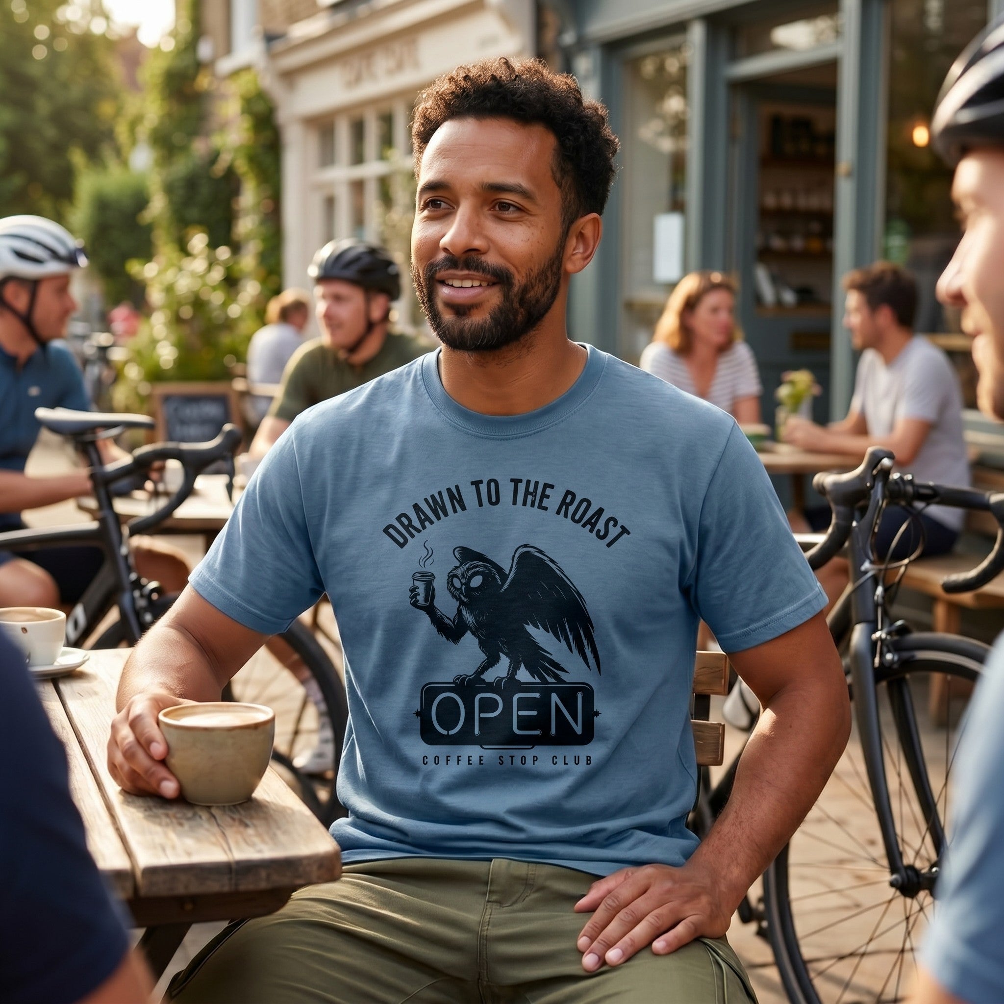 Drawn to the Roast Cycling T-Shirt — Blue Jean lifestyle