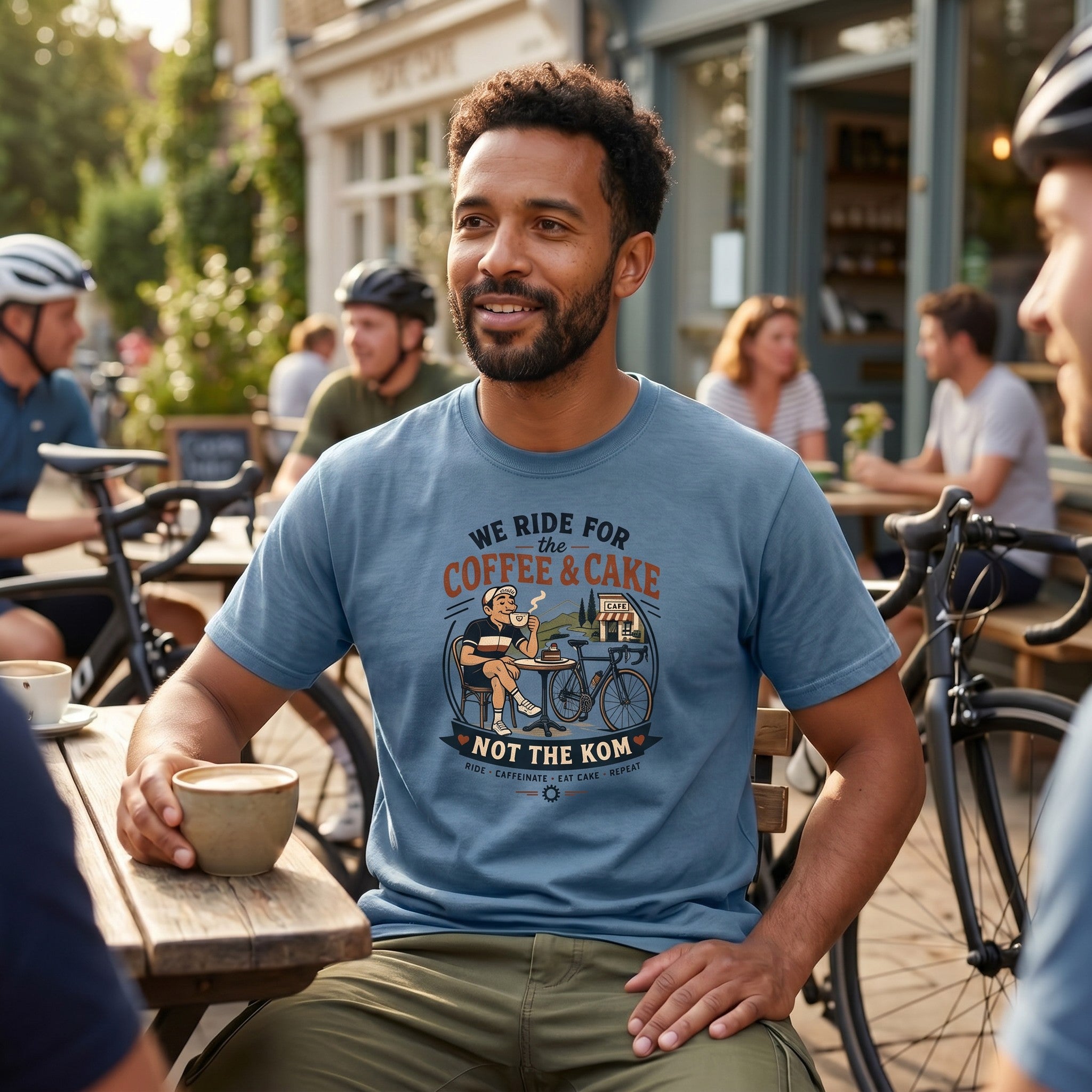 Ride For Coffee  and Cake T-Shirt — Blue Jean lifestyle