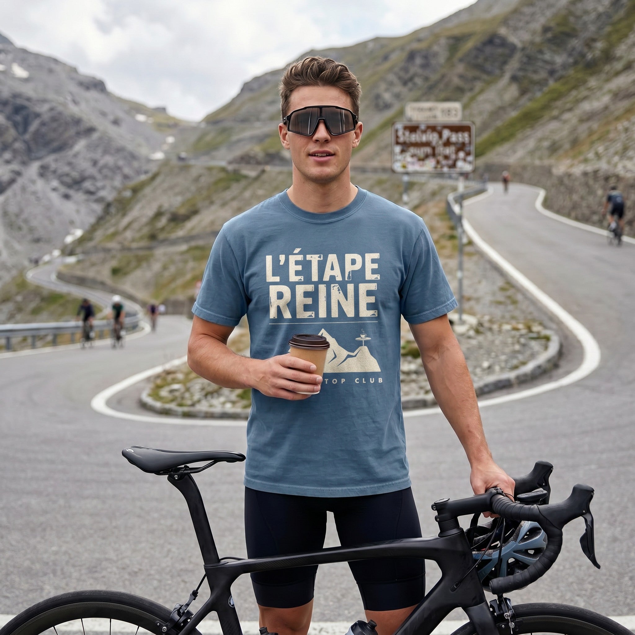Etape Reine TdF Cyclist T-Shirt — Blue Jean lifestyle