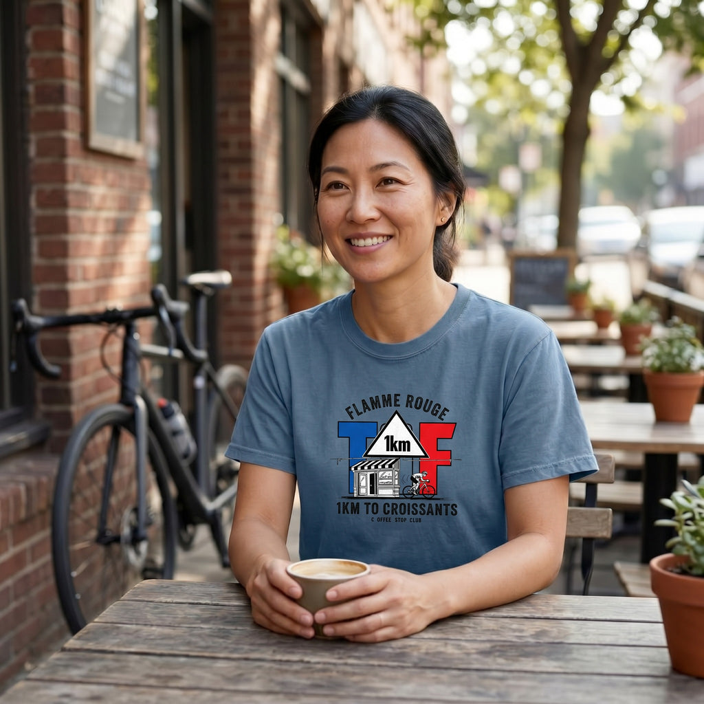 1km to the Croissants TdF Cycling T-Shirt — Blue Jean lifestyle