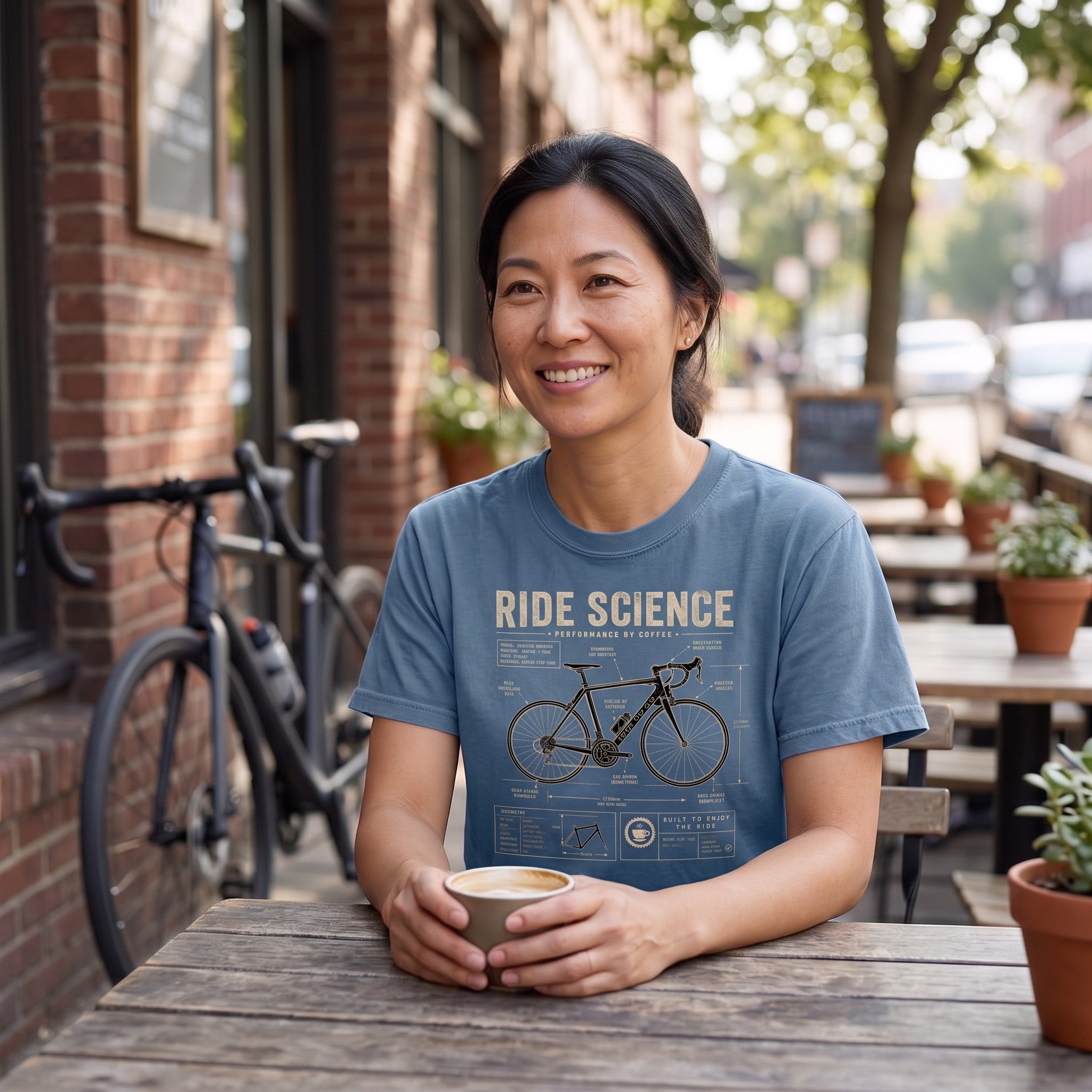 Ride Science Bike T-Shirt — Blue Jean lifestyle