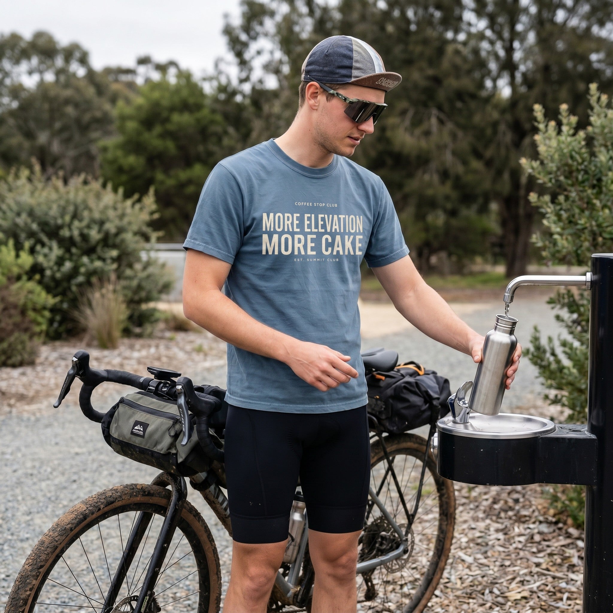 More Elevation More Cake T‑Shirt — Blue Jean lifestyle