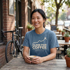 Climb For Coffee T‑Shirt — Blue Jean lifestyle