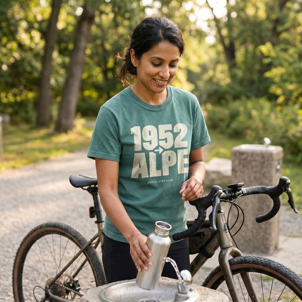 1952 --> l'Alpe Tour T‑Shirt — Blue Spruce lifestyle