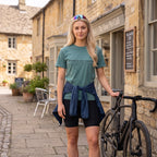 Powered by Peer Pressure Cycling T-Shirt — Blue Spruce lifestyle