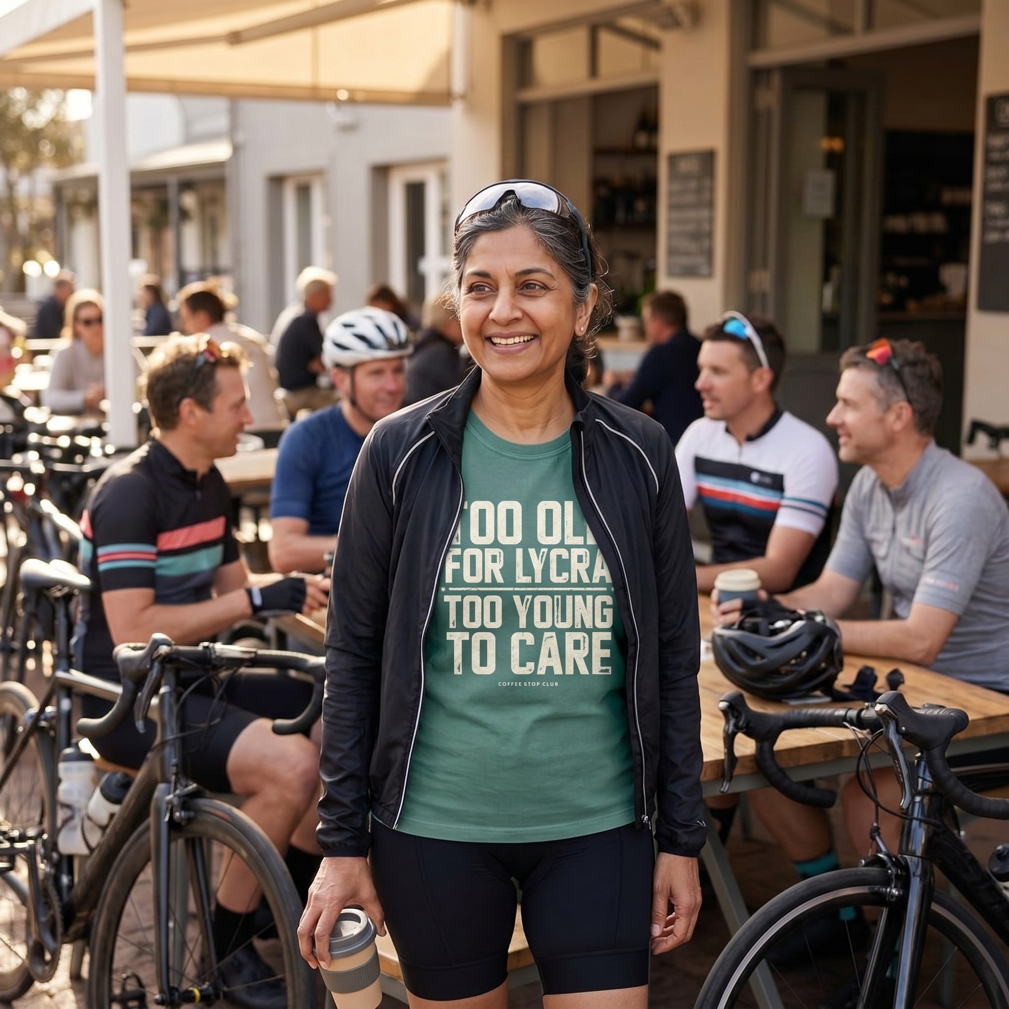 Too Old to Care T‑Shirt — Blue Spruce lifestyle