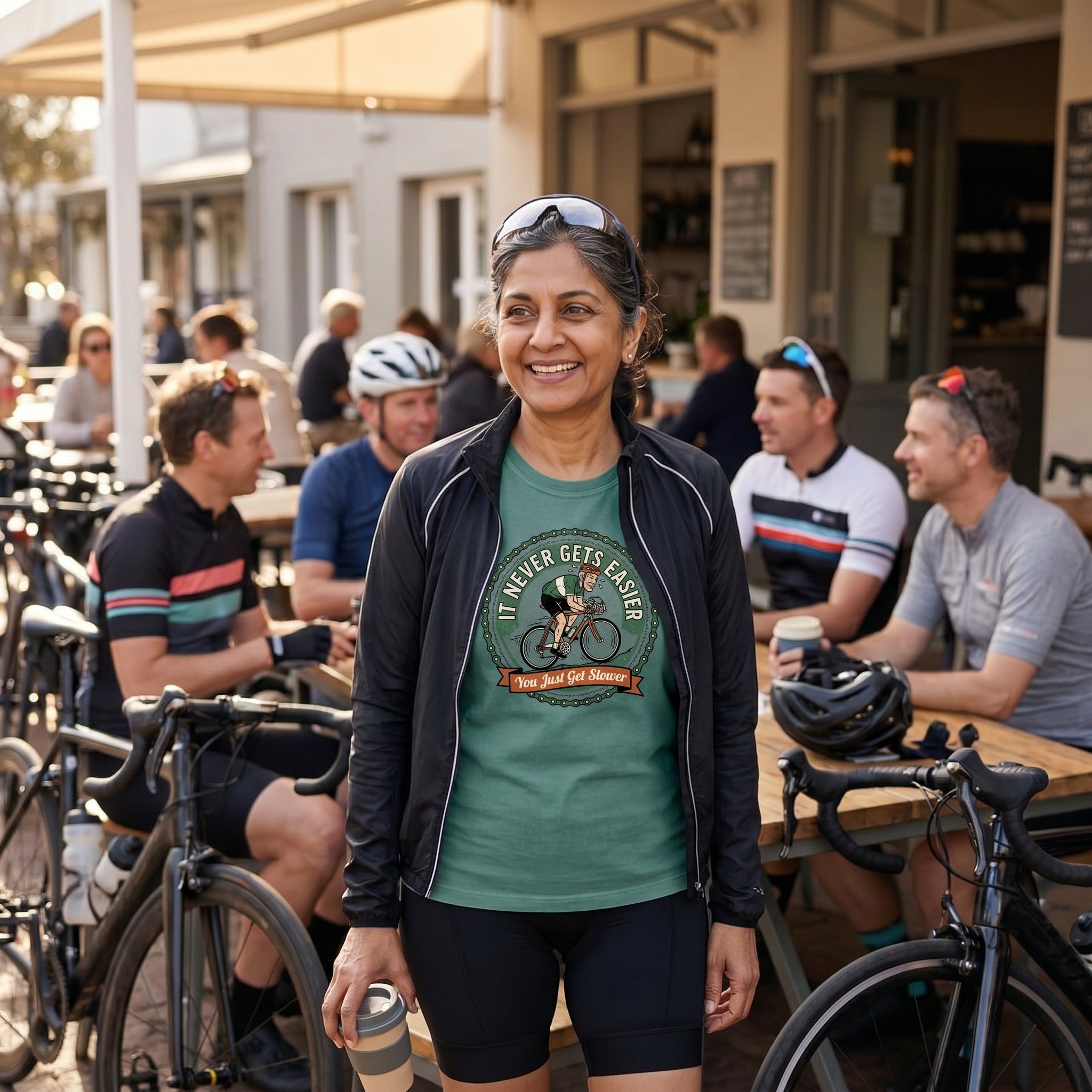 Never Gets Easier T-Shirt — Blue Spruce lifestyle