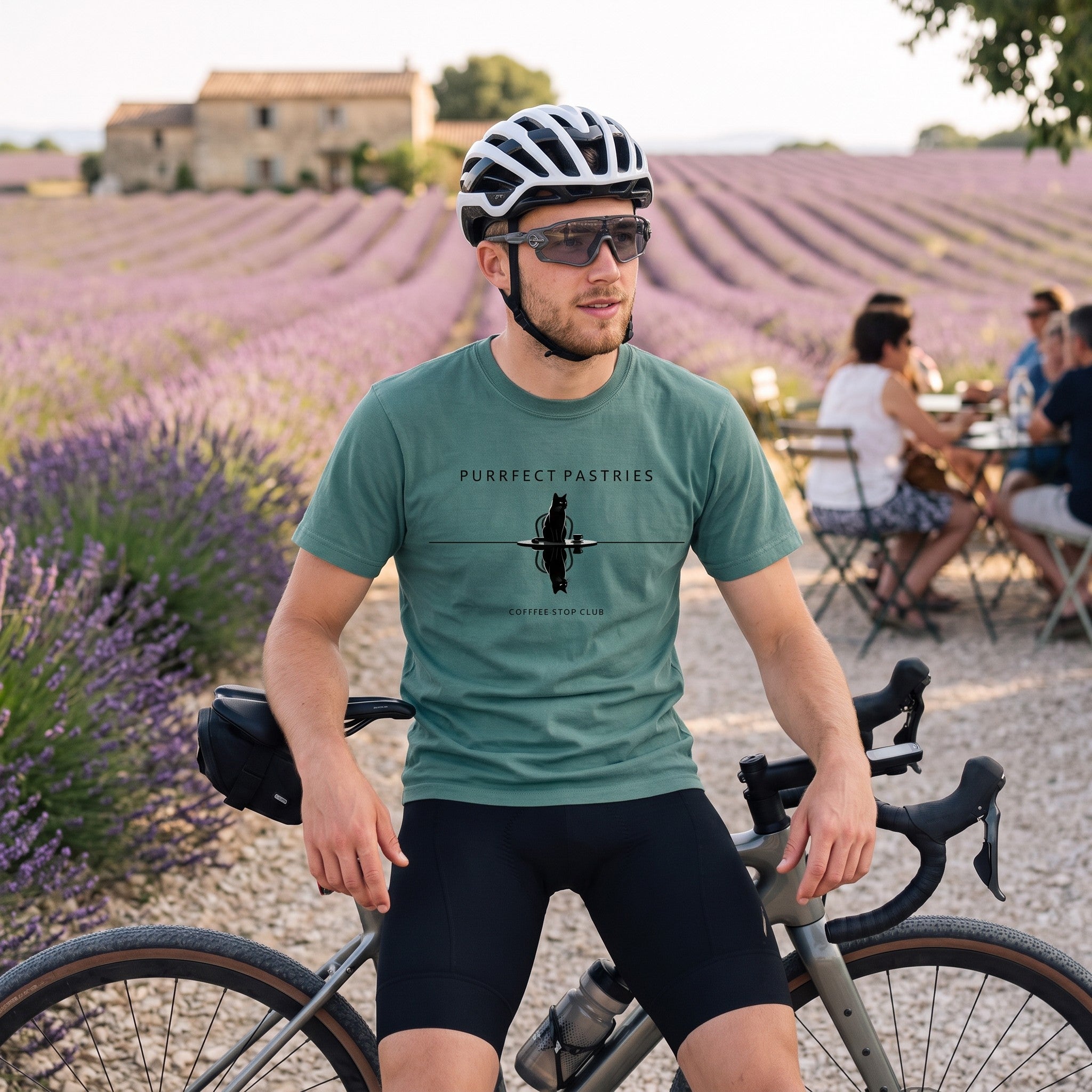 Cat Reflection Cycling T-Shirt — Blue Spruce lifestyle