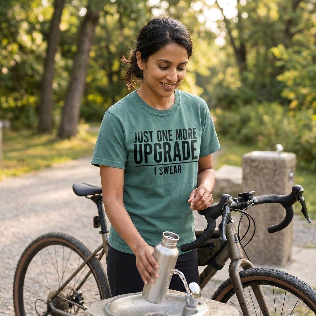 One More Upgrade Cycling T-Shirt — Blue Spruce lifestyle