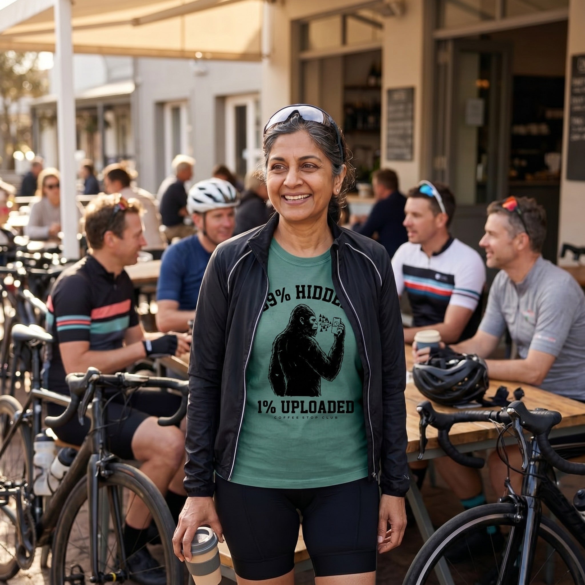 99% Hidden 1% Uploaded Cycling T-Shirt — Blue Spruce lifestyle