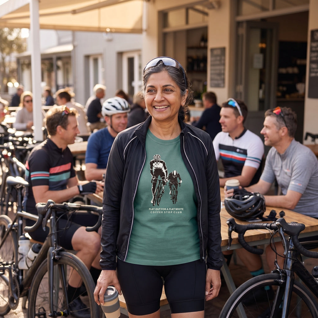 Flat Out 4 Flat White T-Shirt — Blue Spruce lifestyle