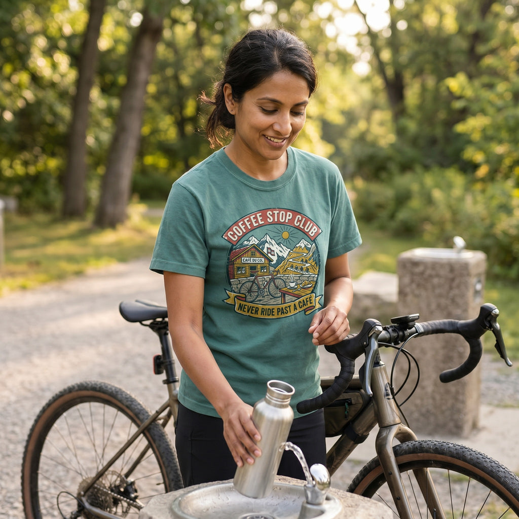 Never Pass a Café T‑Shirt — Blue Spruce lifestyle
