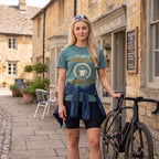 Coffee Stop Strategy Cycling T-Shirt — Blue Spruce lifestyle