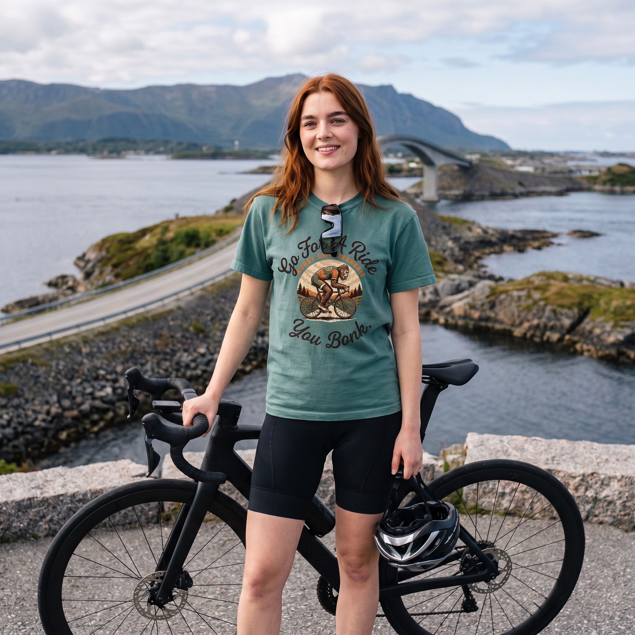 Go For A Ride Biker T‑Shirt — Blue Spruce lifestyle