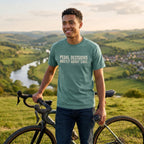 Pedal Decisicions Cycling T-Shirt — Blue Spruce lifestyle
