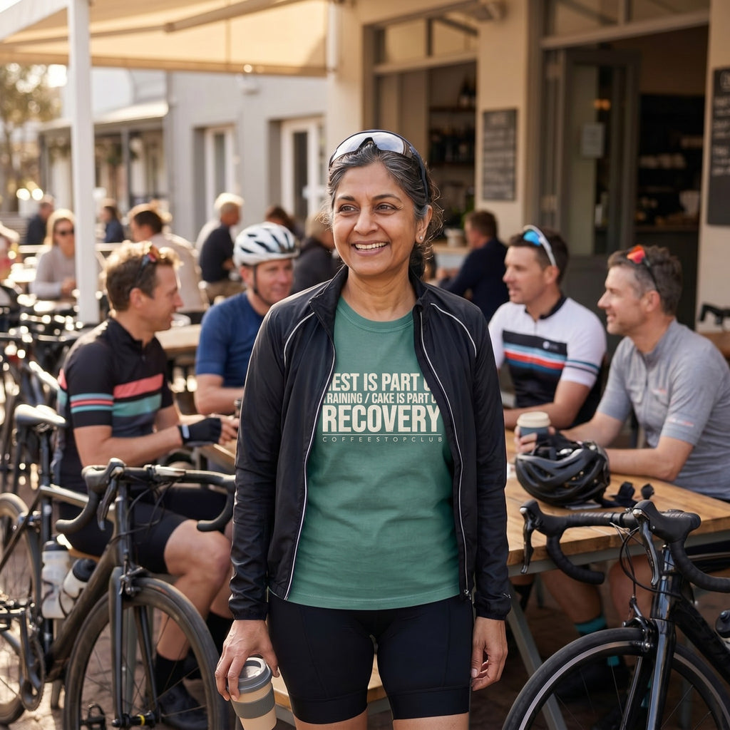 Rest is Recovery T‑Shirt — Blue Spruce lifestyle
