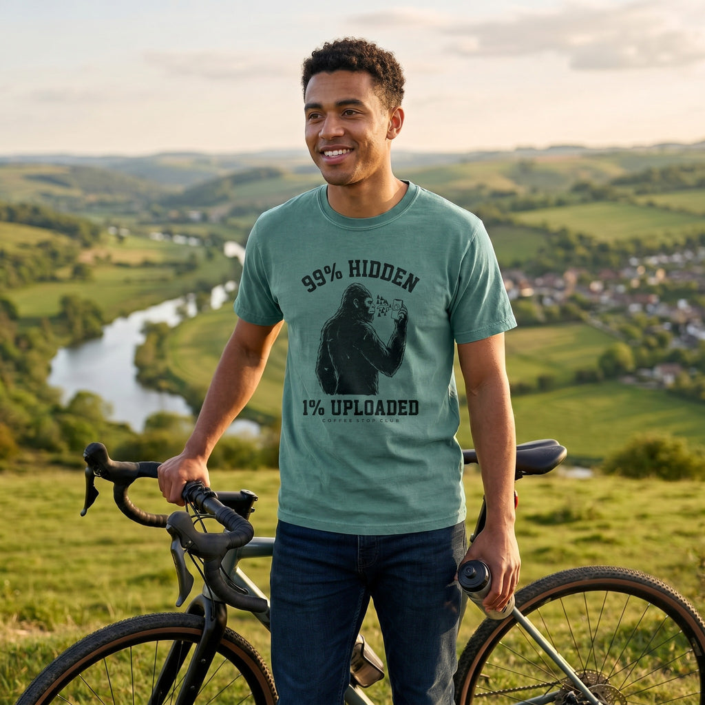 Sasquatch Hidden Cycling T-Shirt — Blue Spruce lifestyle