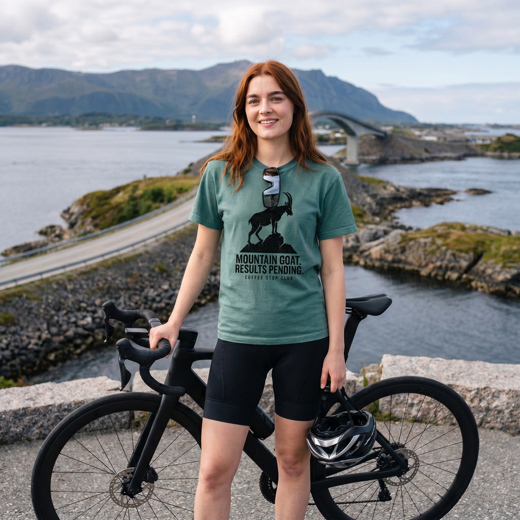 Mountain Goat Cycling T-Shirt — Blue Spruce lifestyle