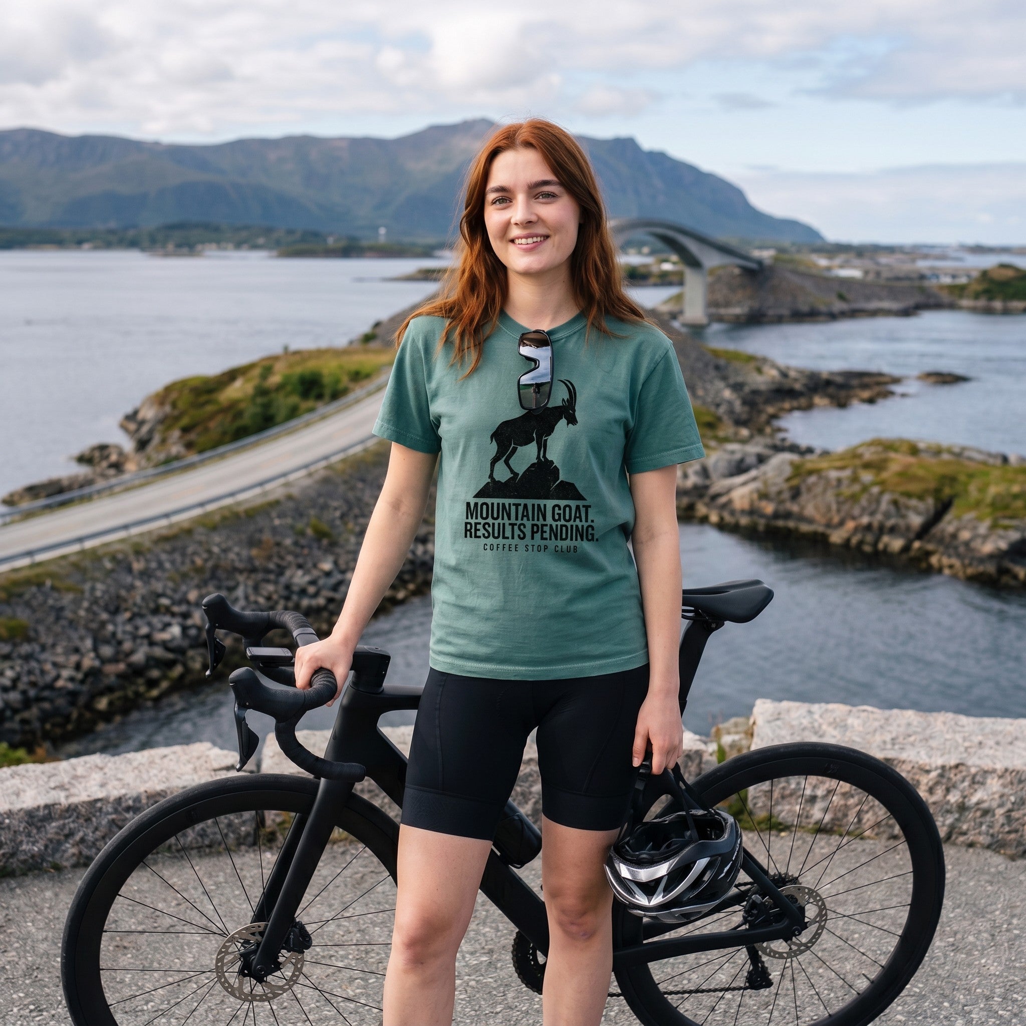 Mountain Goat Cycling T-Shirt — Blue Spruce lifestyle