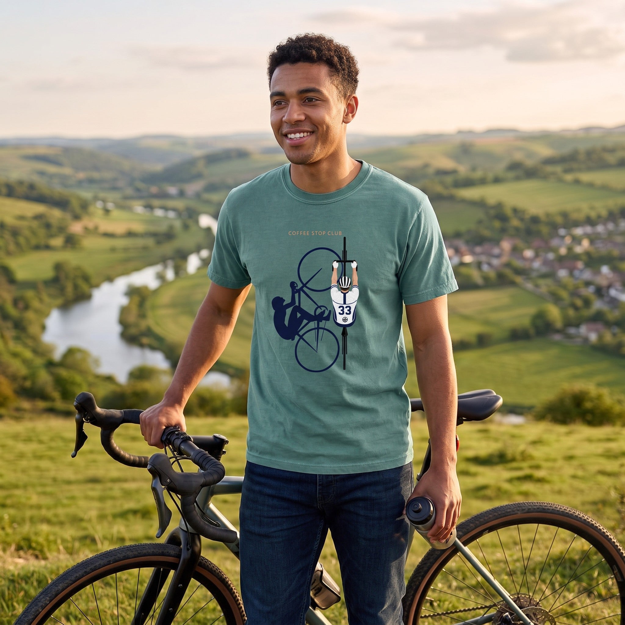 Cycling Silhouette T-Shirt — Blue Spruce lifestyle
