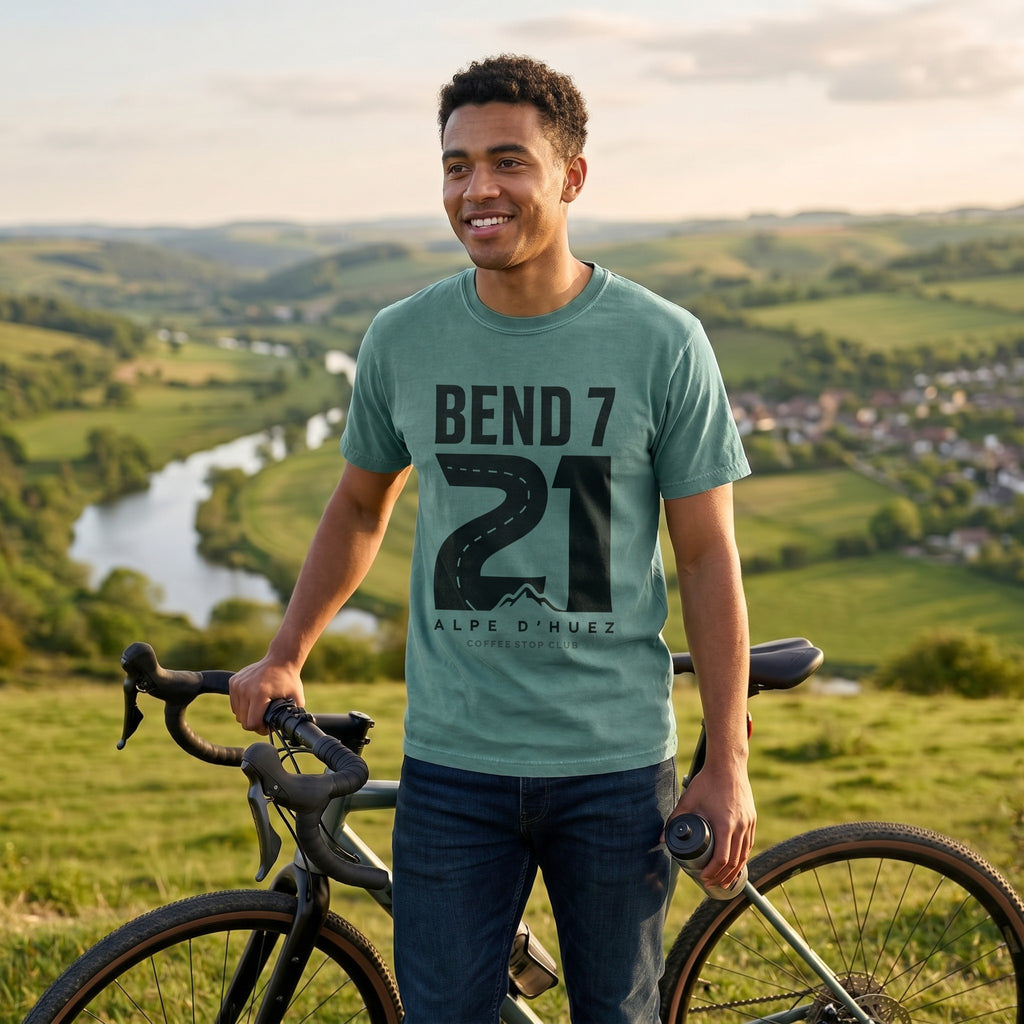 Bend 7 L'Alpe T-Shirt — Blue Spruce lifestyle