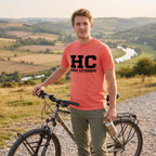 HC Hors Catégorie Tour T‑Shirt — Bright Salmon lifestyle