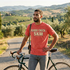 Radio Check 5Km Tour T‑Shirt — Bright Salmon lifestyle
