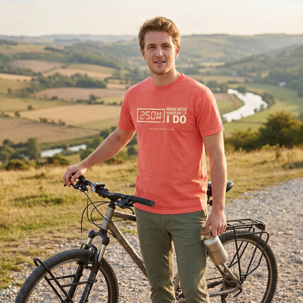 250 Watts T‑Shirt — Bright Salmon lifestyle