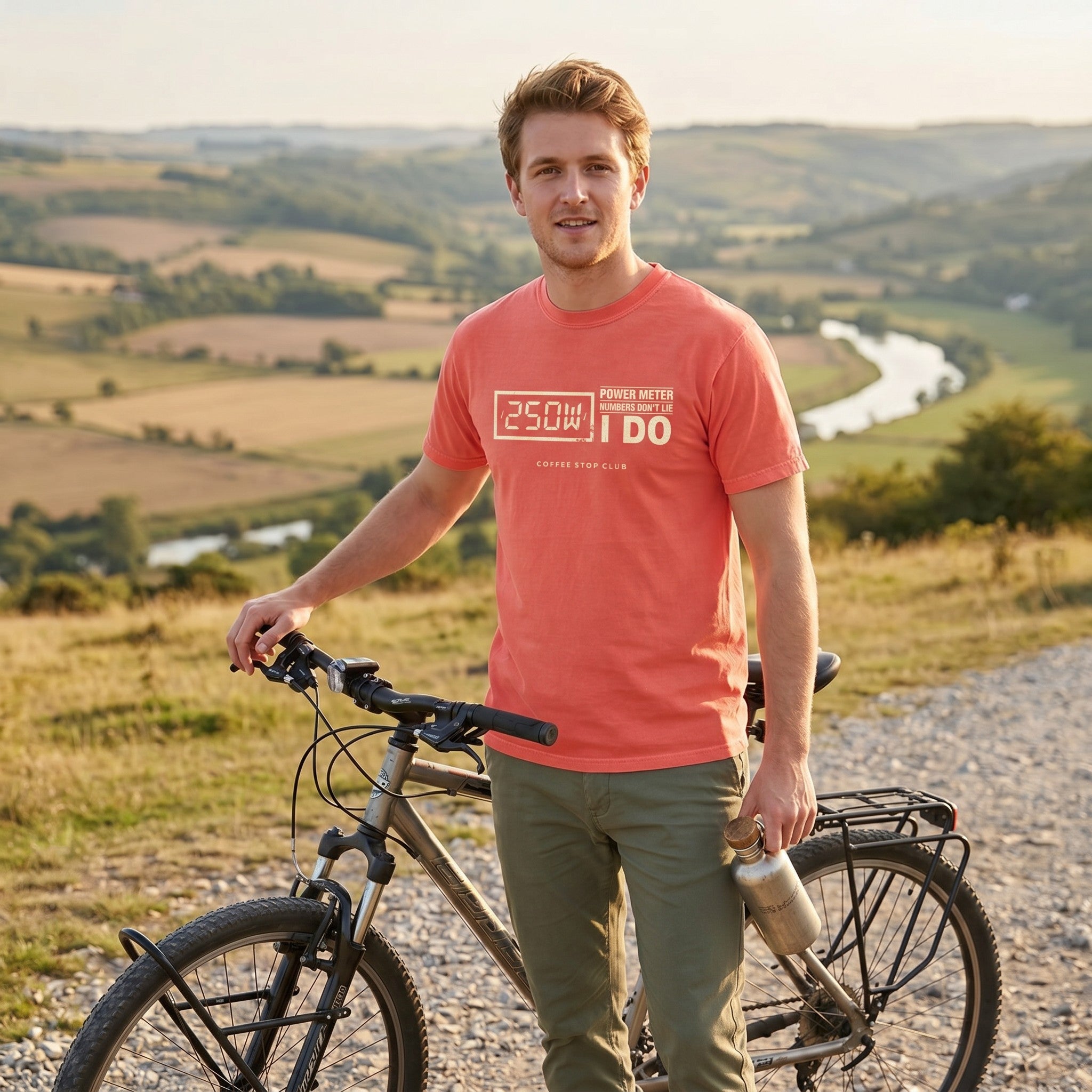 250 Watts T‑Shirt — Bright Salmon lifestyle