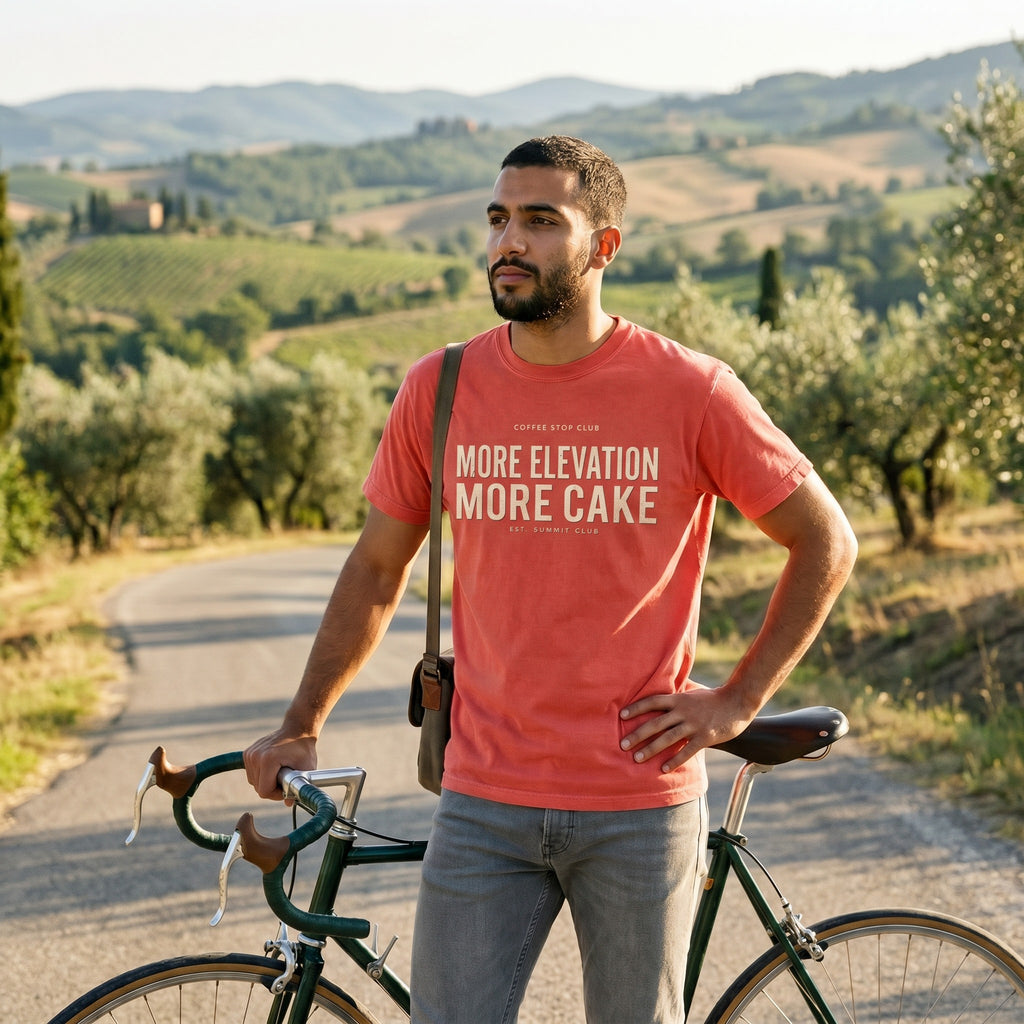 More Elevation More Cake T‑Shirt — Bright Salmon lifestyle