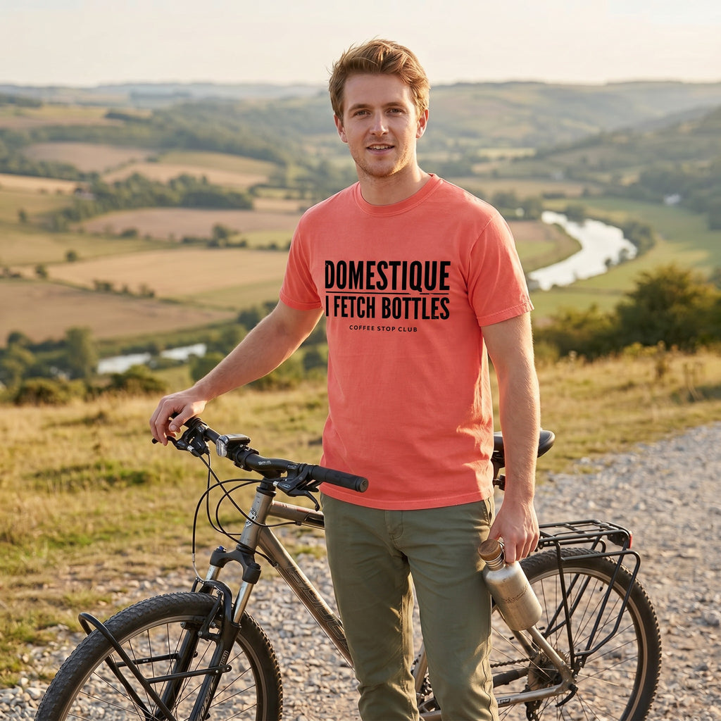 Domestique Tour T‑Shirt — Bright Salmon lifestyle