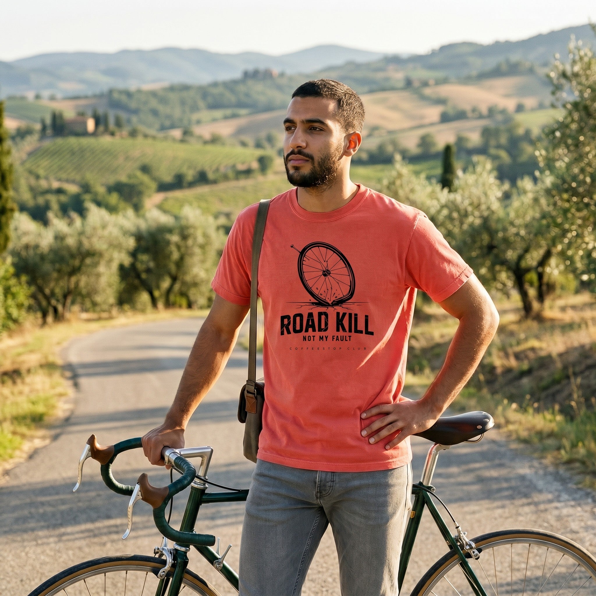 Road Kill T‑Shirt — Bright Salmon lifestyle