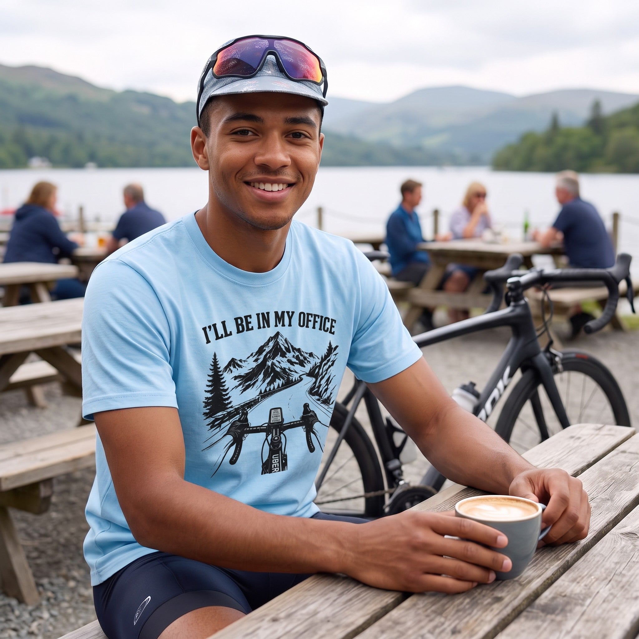 I'll Be In My Office Bike T‑Shirt — Chambray lifestyle