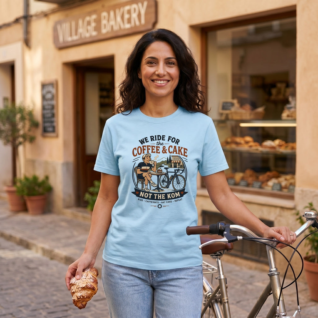 Ride For Coffee  and Cake T-Shirt — Chambray lifestyle