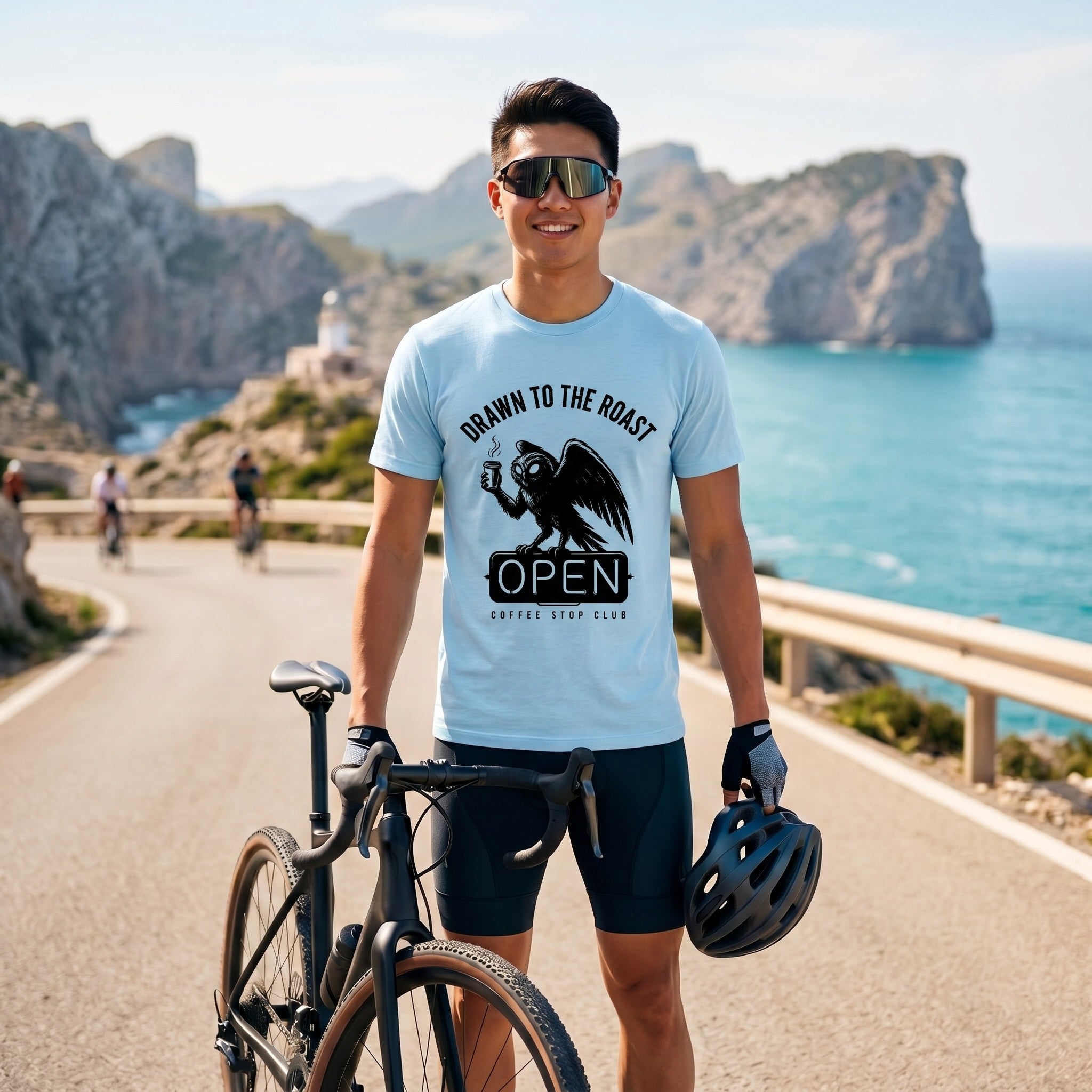 Drawn to the Roast Cycling T-Shirt — Chambray lifestyle