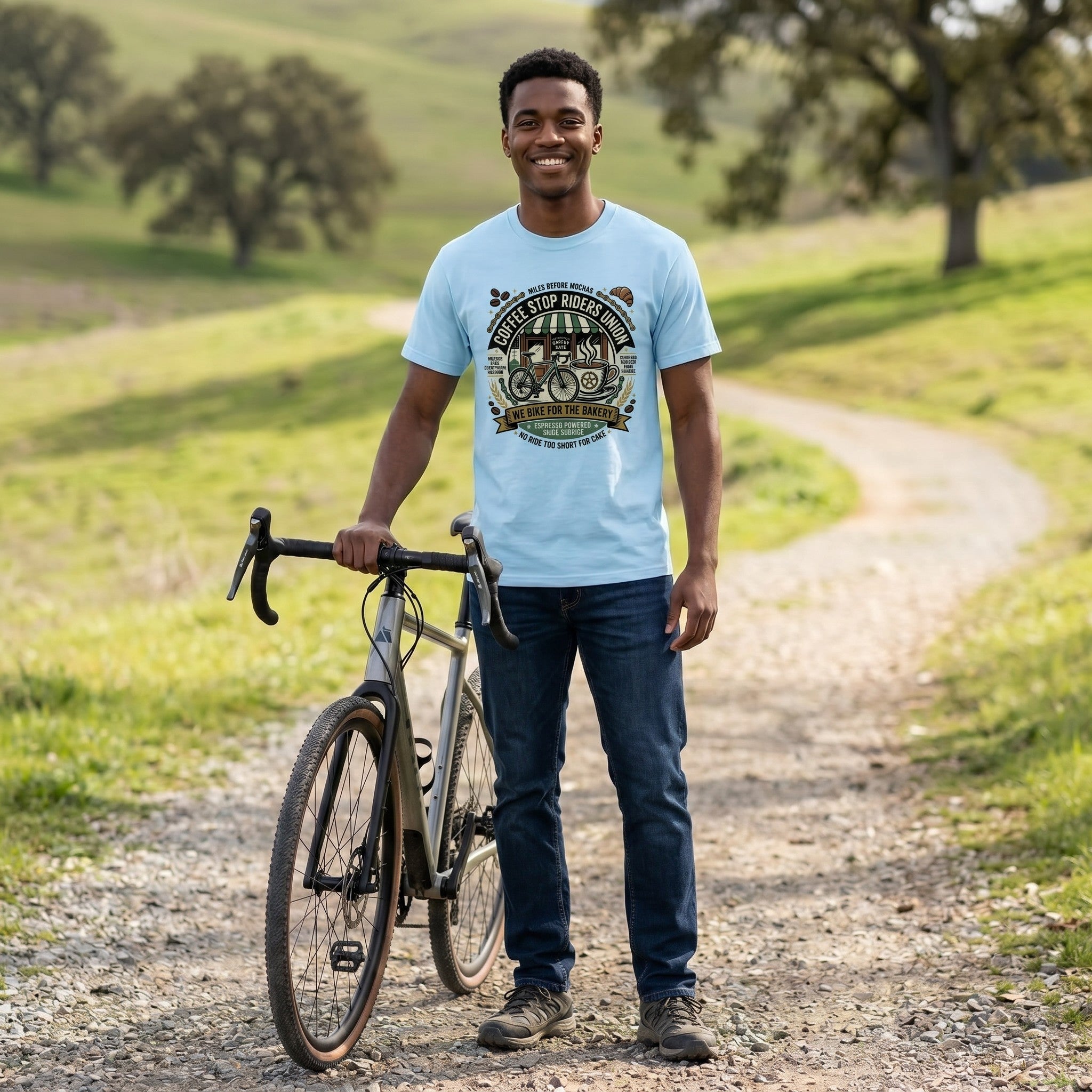 Riders Union Bakery T-Shirt — Chambray lifestyle