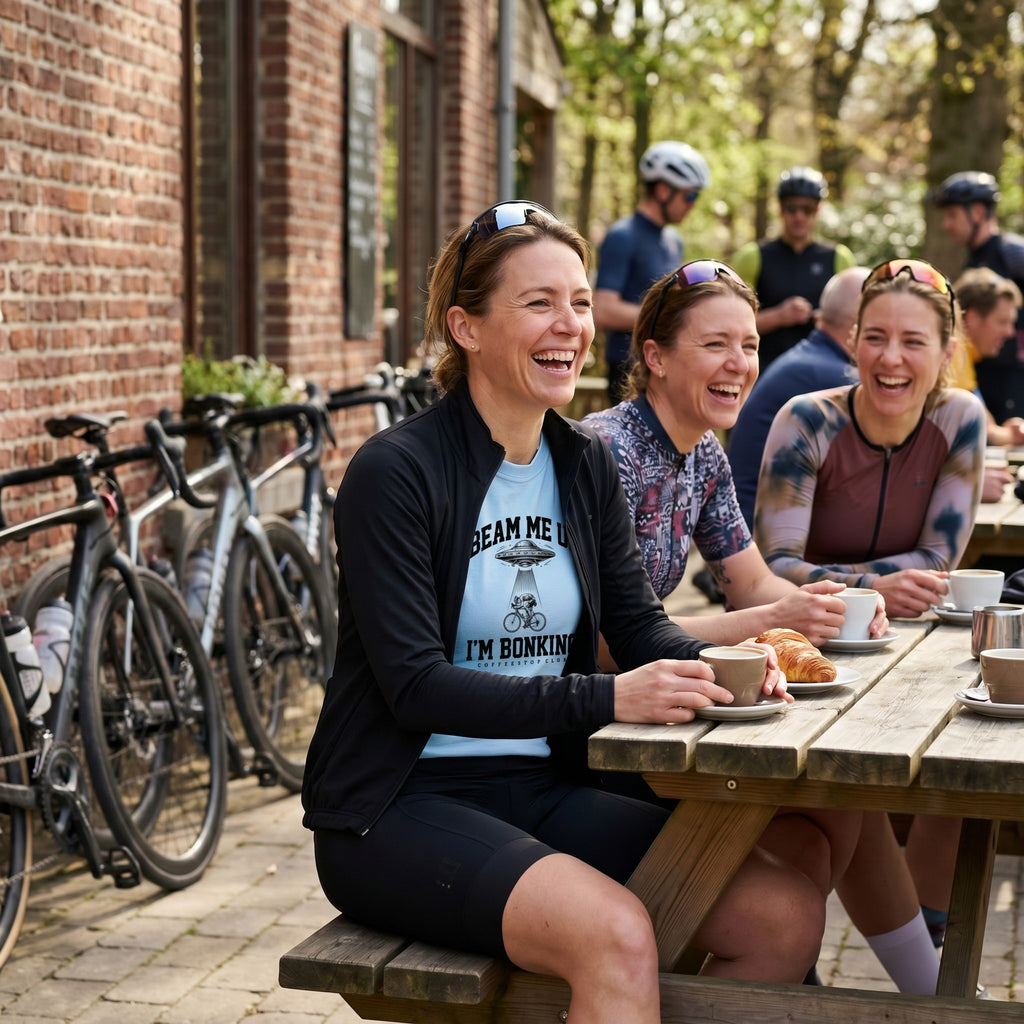Beam Me Up Bonking Cycling T-Shirt — Chambray lifestyle