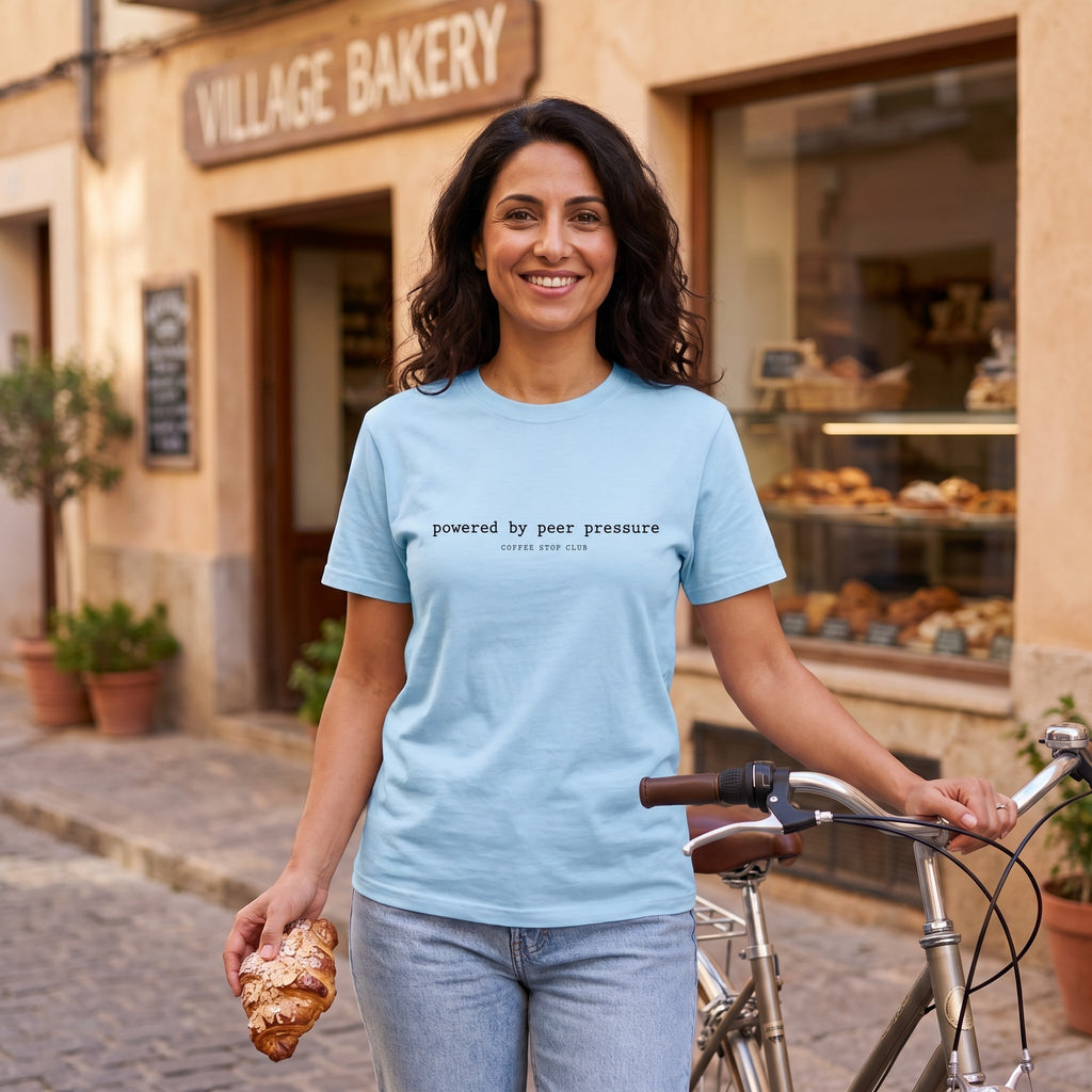 Powered by Peer Pressure Cycling T-Shirt — Chambray lifestyle