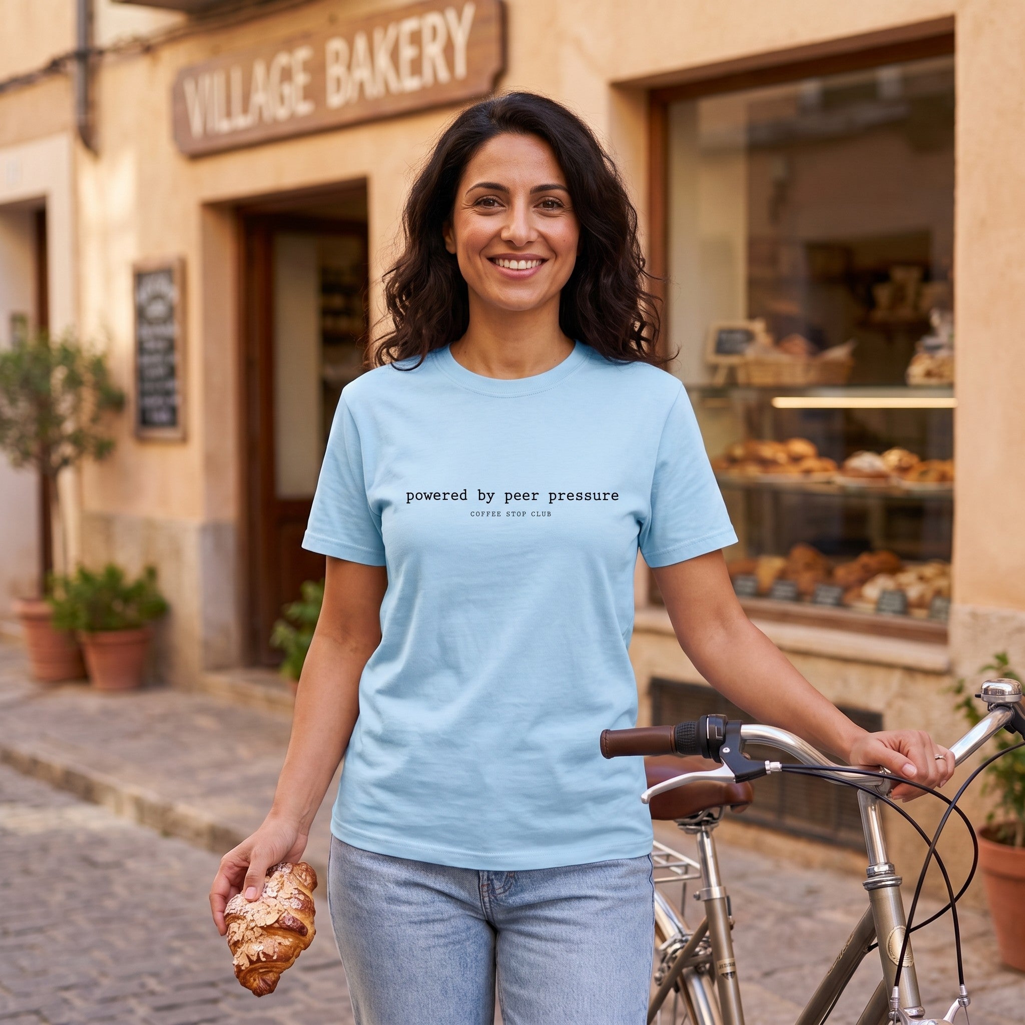 Powered by Peer Pressure Cycling T-Shirt — Chambray lifestyle
