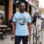 Good Coffee Stop Club T‑Shirt — Chambray lifestyle